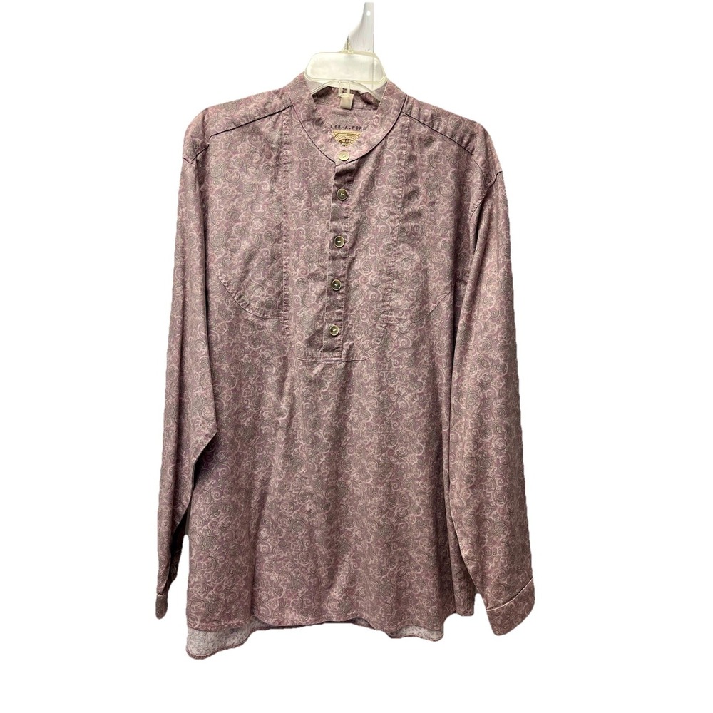VTG Wah Maker Men's XL Mauve Western Shirt Band Collar Frontier Town Reenactment